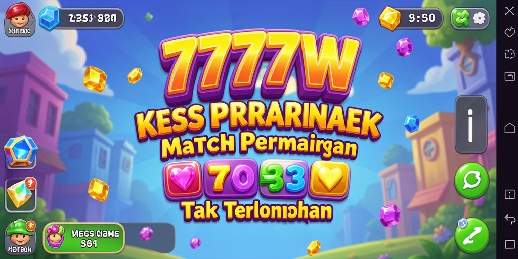Screenshot utama 7777W menampilkan gameplay Match-3 yang seru.