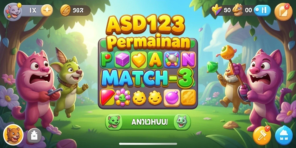 Tampilan gameplay seru dalam permainan Match-3 ASD123.