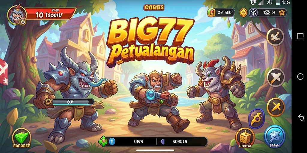 Tampilan gameplay BIG77 dengan serangkaian level seru dan karakter menarik.