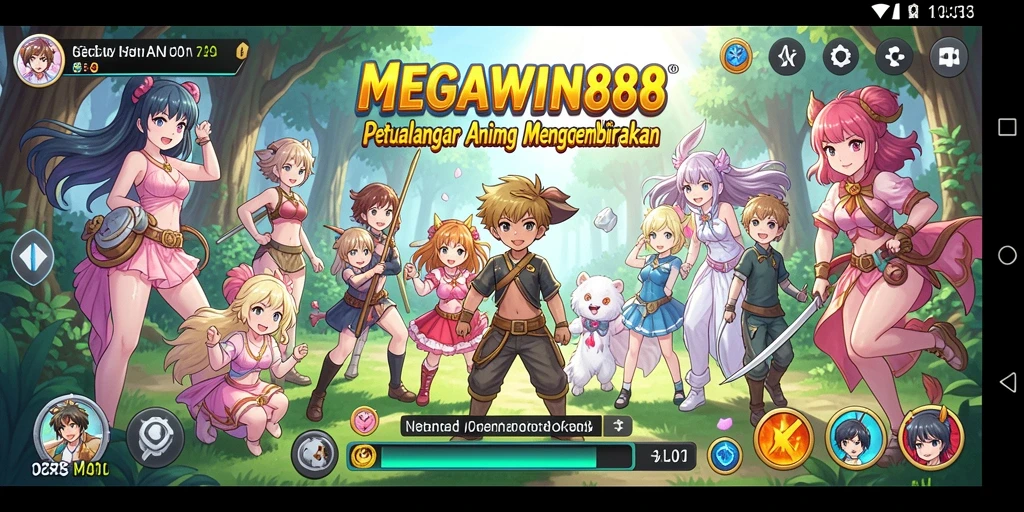 Tampilan gameplay seru dari MEGAWIN888 dengan karakter anime yang beraksi.