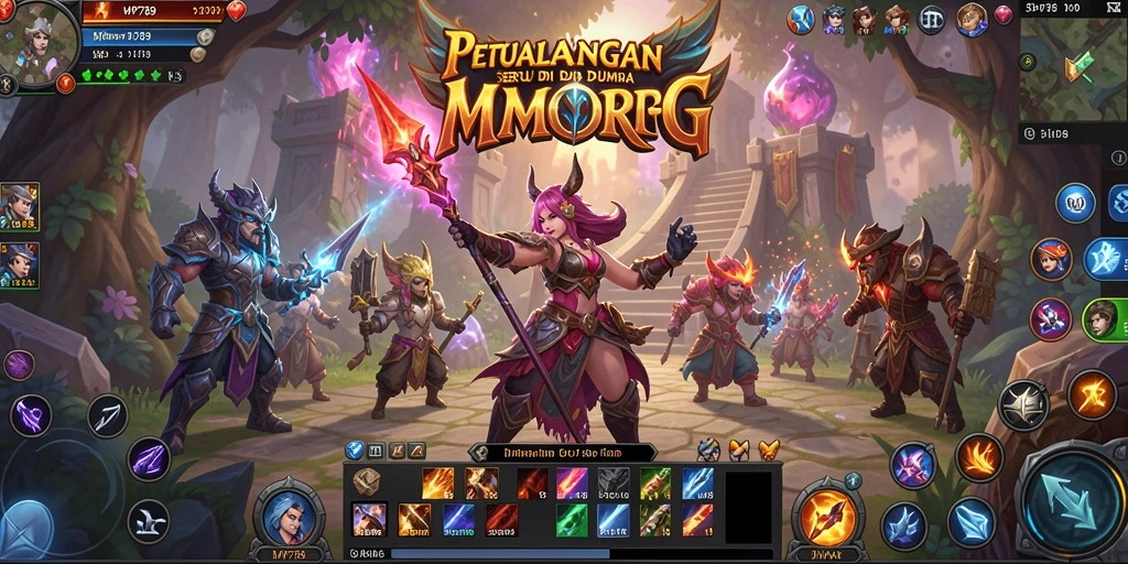 Screenshot utama MVP789 yang menunjukkan aksi pertarungan dalam dunia MMORPG.