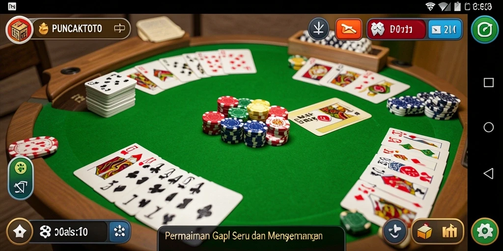 Tampilan seru permainan Gaple di PUNCAKTOTO dengan interaksi aktif.