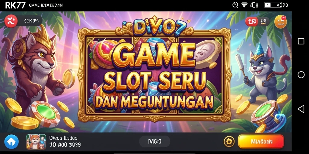 Screenshot gameplay RK77 yang menampilkan suasana slot yang mendebarkan.